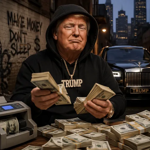 Gangsta Trump counting stacks